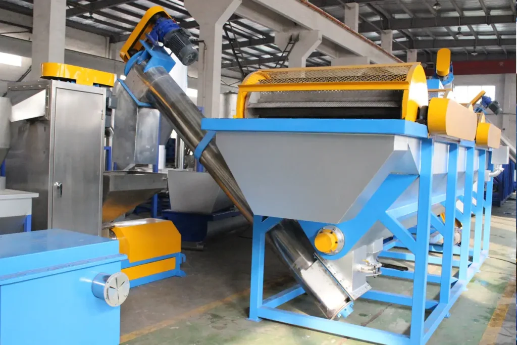 Close-up of the rotating drums in the separation tank