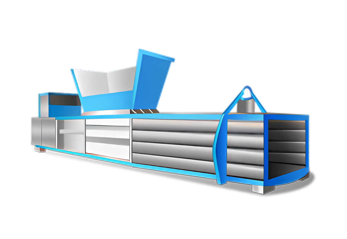 Industrial baler machine for compacting recyclable materials into dense bales.