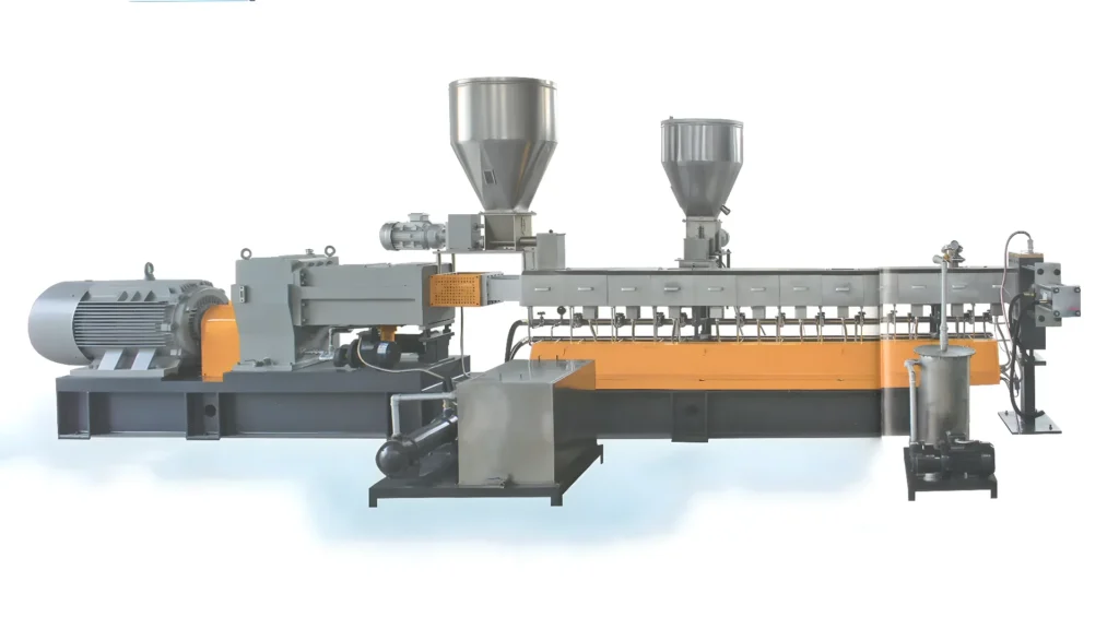 Complete twin-screw compounding pelletizing line with control console