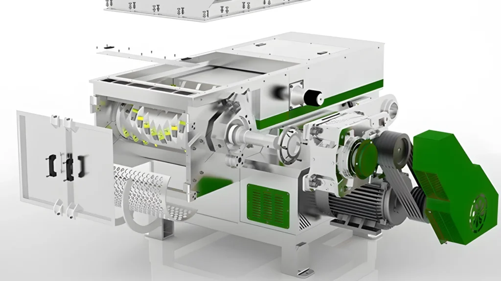 Industrial machinery with open compartments