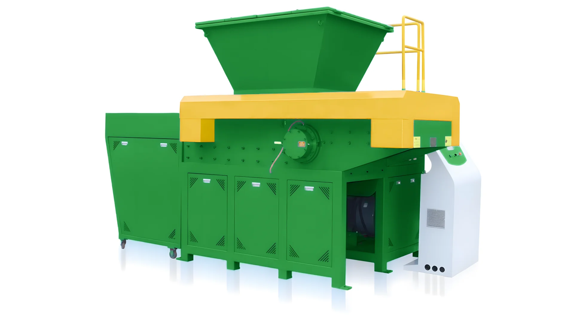 Grande trituratrice industriale verde e gialla