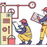 workers checking maintenance equipment