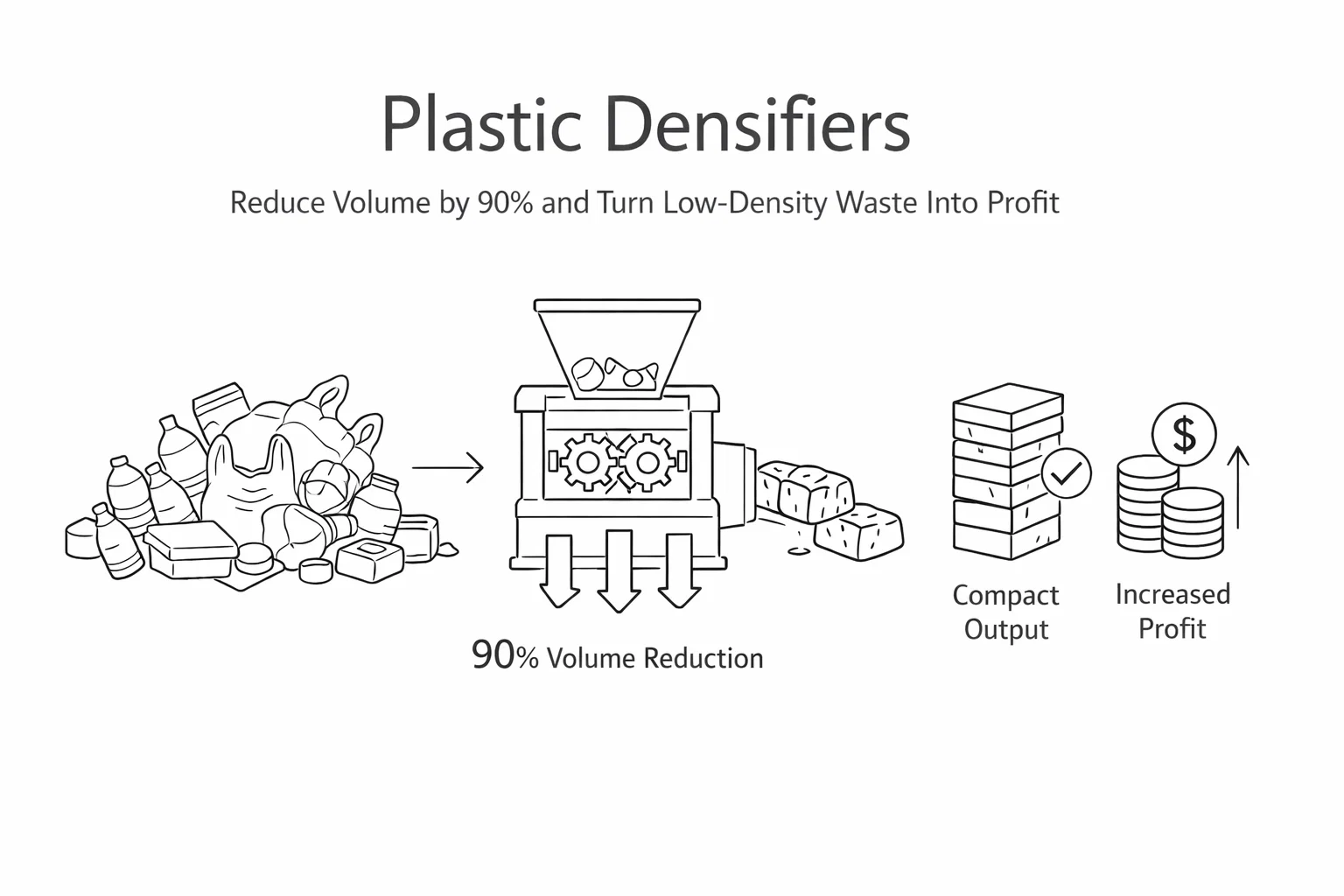 Plastic Densifiers: Reduce Volume by 90% and Turn Low-Density Waste Into Profit