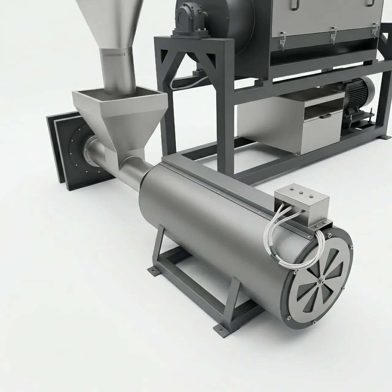 Pipe hot air drying heater for plastic recycling