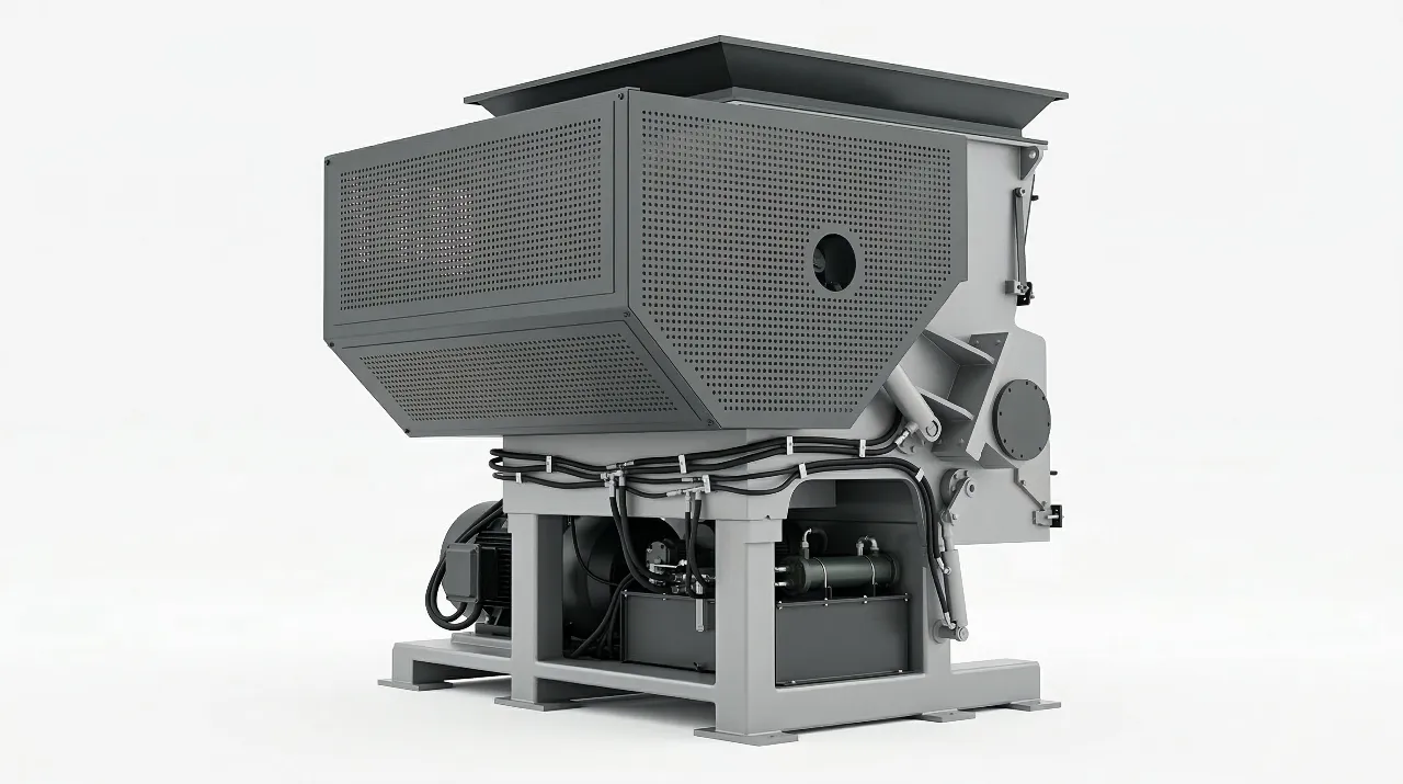 Heavy-duty single-shaft shredder with swing arm