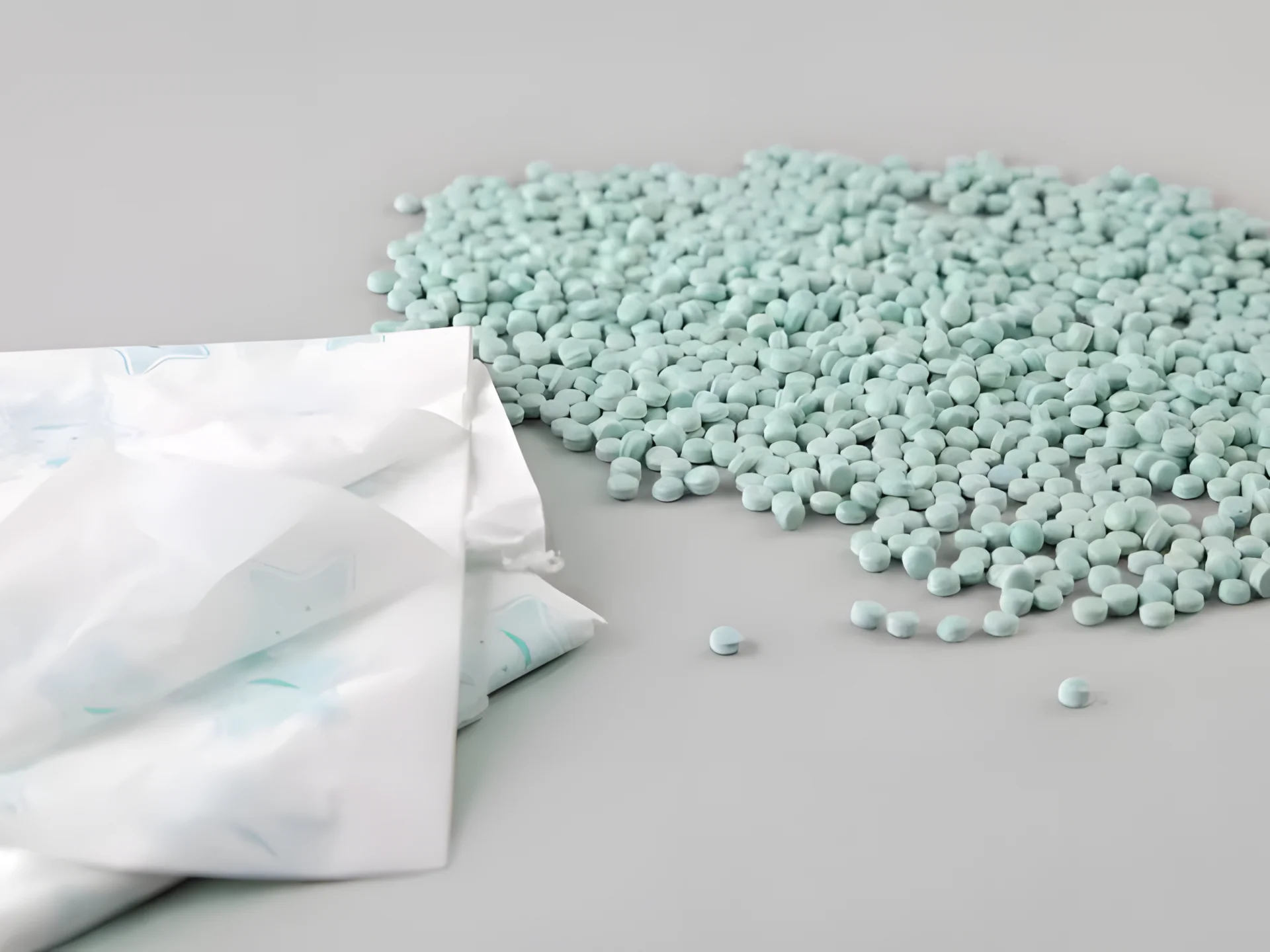 Einheitliche Pellets aus recycelten Plastiktüten