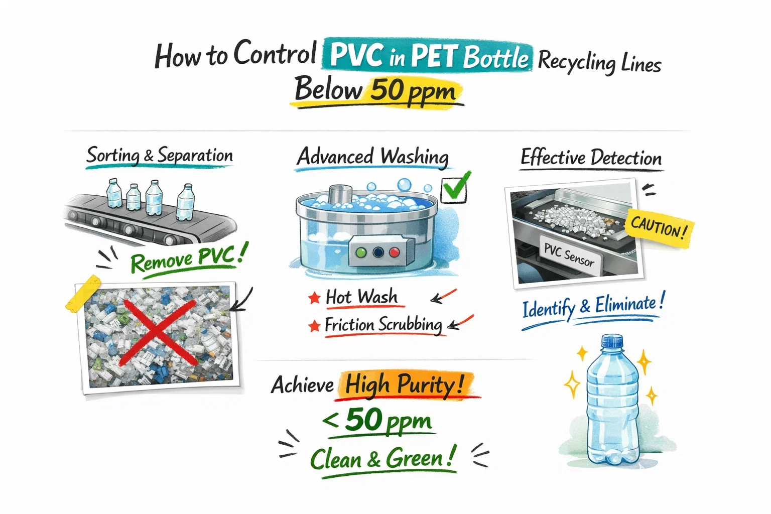 How to Control PVC in PET Bottle Recycling Lines Below 50 ppm