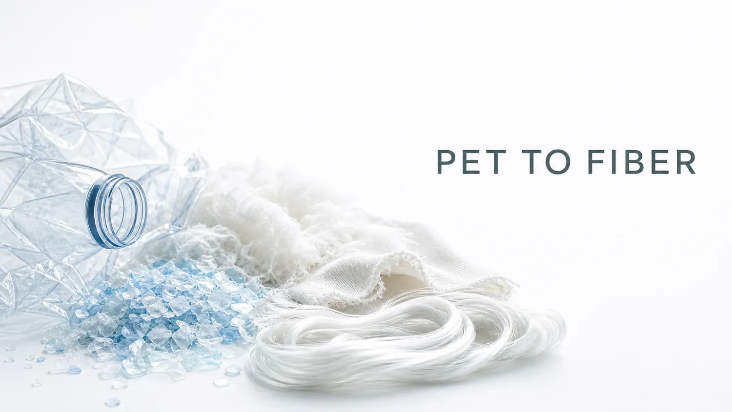 Polyester recycling machine line turning PET bottles and textile waste into reusable fiber
