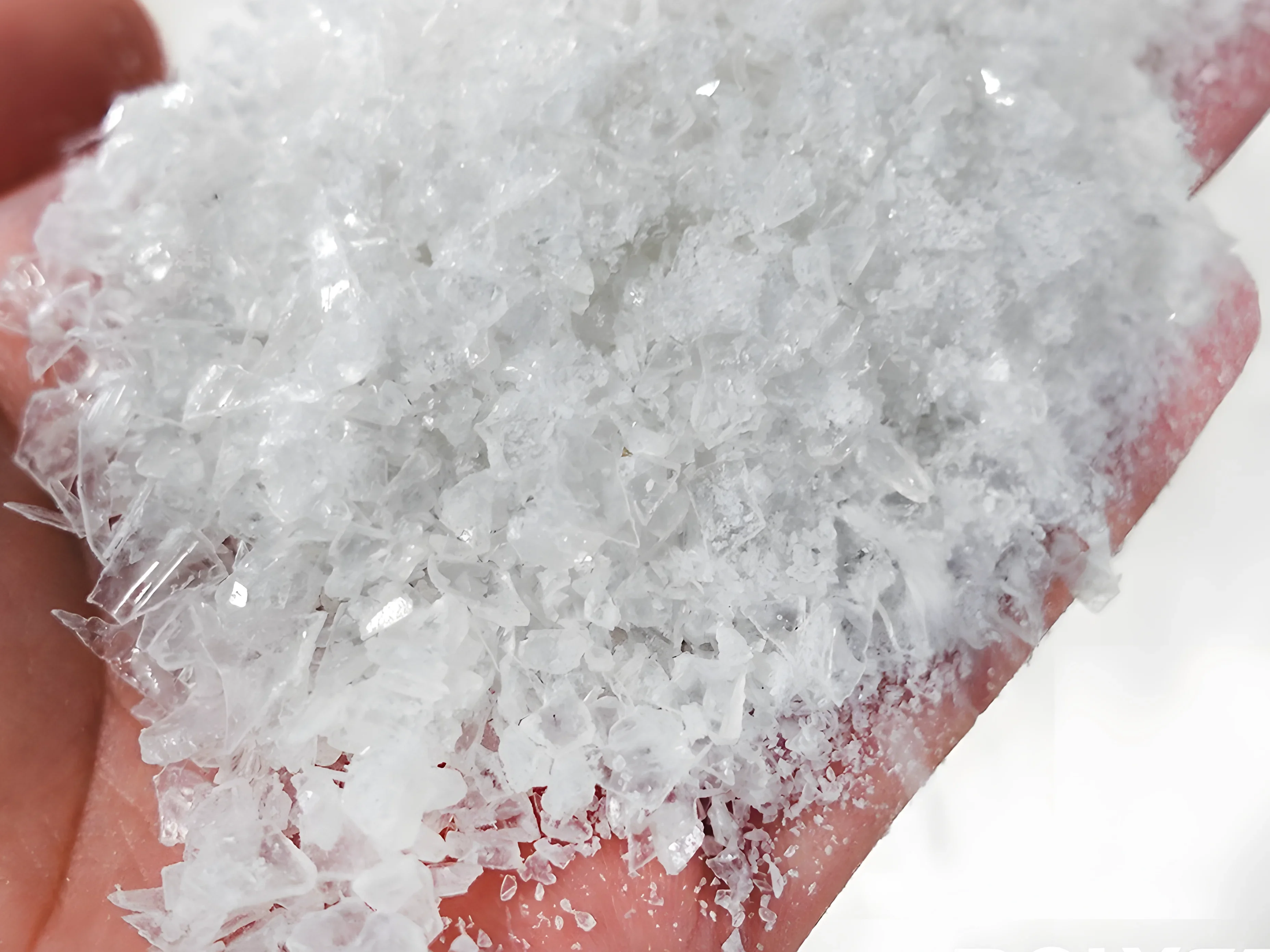 PET regrind flakes for bottle recycling and washing systems