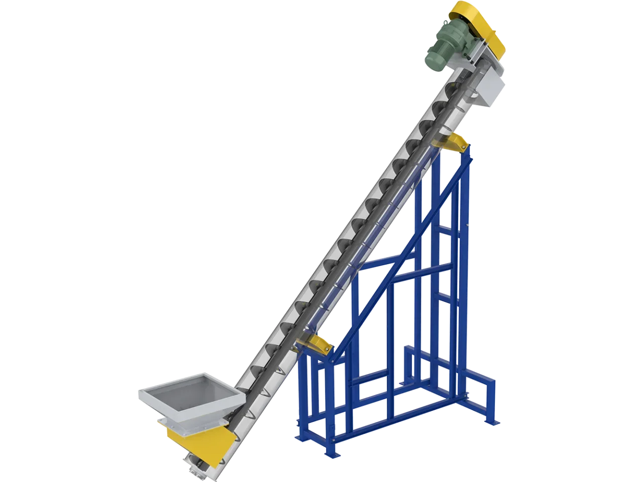 Screw conveyor feeder for rigid plastic washing line transfer